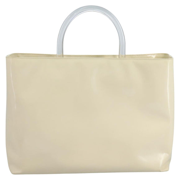 PRADA Hand Bag Patent leather Beige Auth ar13198