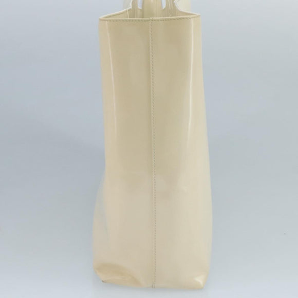 PRADA Hand Bag Patent leather Beige Auth ar13198