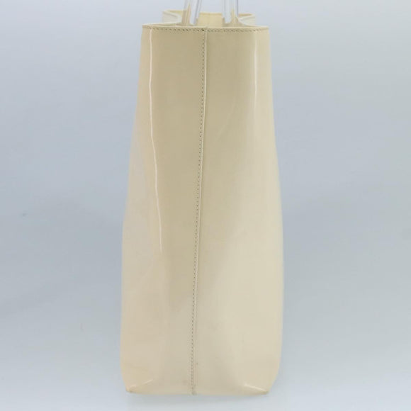 PRADA Hand Bag Patent leather Beige Auth ar13198