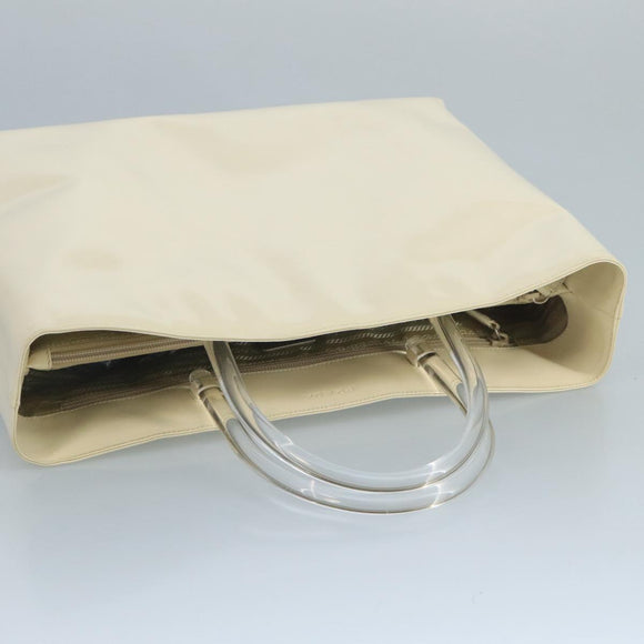 PRADA Hand Bag Patent leather Beige Auth ar13198