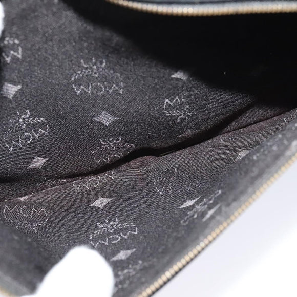 MCM Vicetos Logogram Clutch Bag PVC Black Gold Auth ar13233