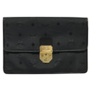 MCM Vicetos Logogram Clutch Bag PVC Black Gold Auth ar13233-13