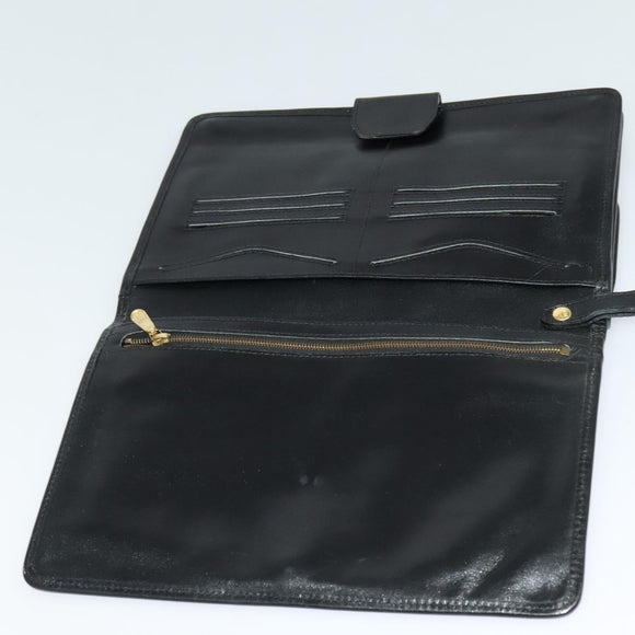 MCM Vicetos Logogram Clutch Bag PVC Black Gold Auth ar13233