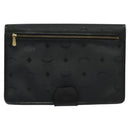 MCM Vicetos Logogram Clutch Bag PVC Black Gold Auth ar13233-2