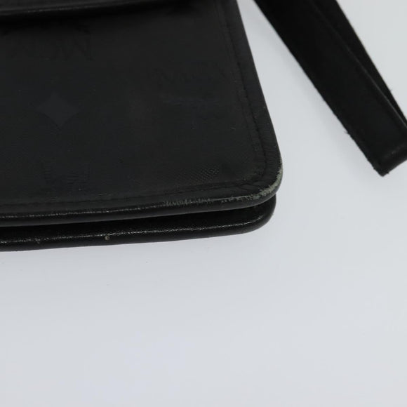 MCM Vicetos Logogram Clutch Bag PVC Black Gold Auth ar13233