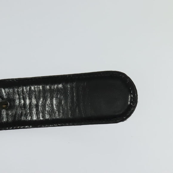 BVLGARI Belt Canvas Leather 33.5""-35.4"" Black Auth ar13234