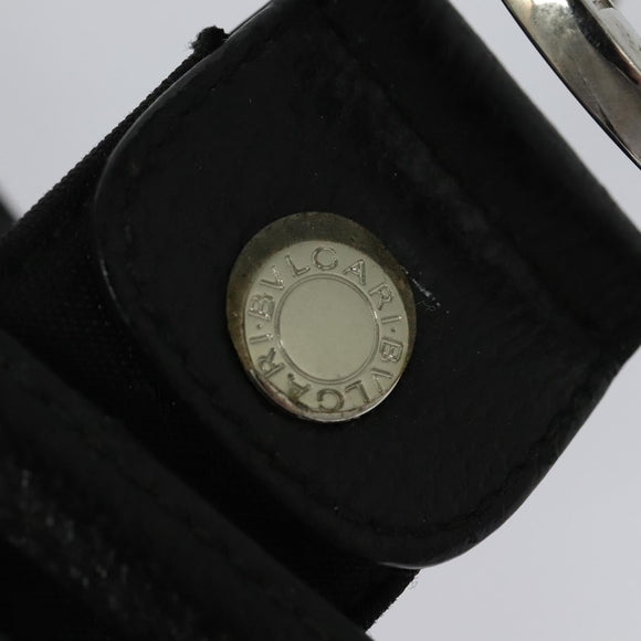 BVLGARI Belt Canvas Leather 33.5""-35.4"" Black Auth ar13234