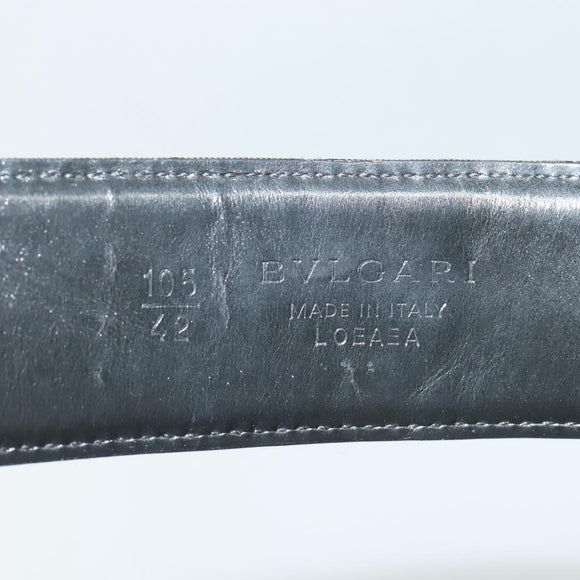 BVLGARI Belt Canvas Leather 33.5""-35.4"" Black Auth ar13234