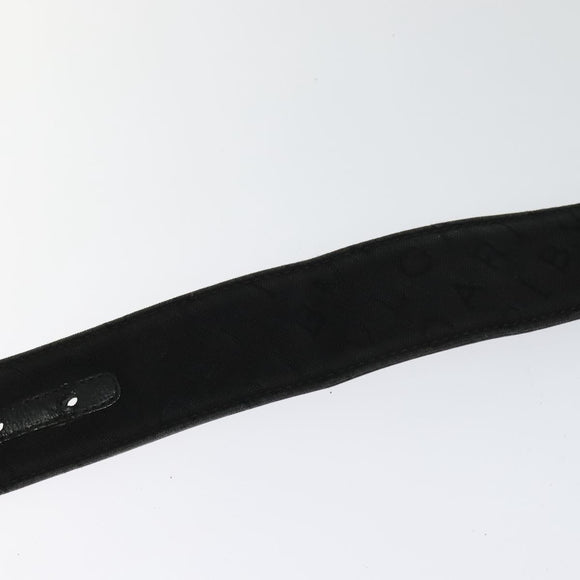 BVLGARI Belt Canvas Leather 33.5""-35.4"" Black Auth ar13234