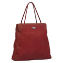 PRADA Hand Bag Nylon Red Silver Auth ar13253-1