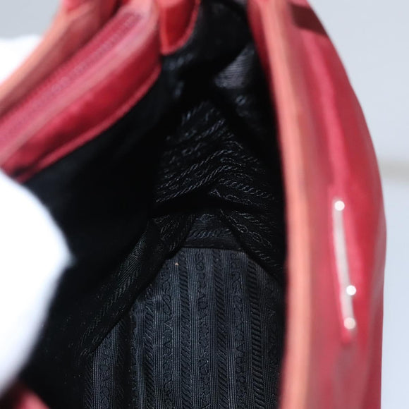 PRADA Hand Bag Nylon Red Silver Auth ar13253