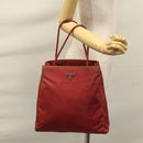 PRADA Hand Bag Nylon Red Silver Auth ar13253-27