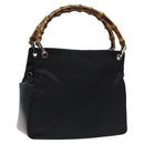 GUCCI Bamboo Hand Bag Nylon Black Silver 000 2865 0575 Auth ar13254-1