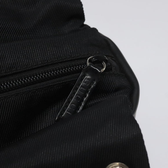 GUCCI Bamboo Hand Bag Nylon Black Silver 000 2865 0575 Auth ar13254