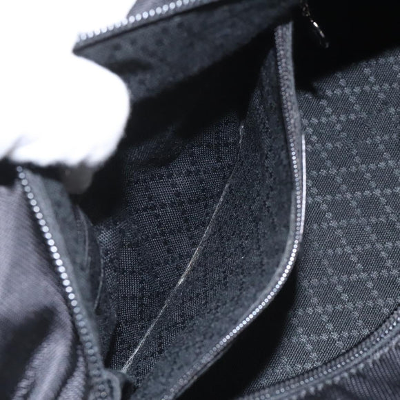 GUCCI Bamboo Hand Bag Nylon Black Silver 000 2865 0575 Auth ar13254