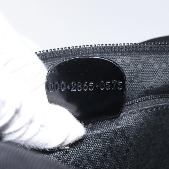 GUCCI Bamboo Hand Bag Nylon Black Silver 000 2865 0575 Auth ar13254