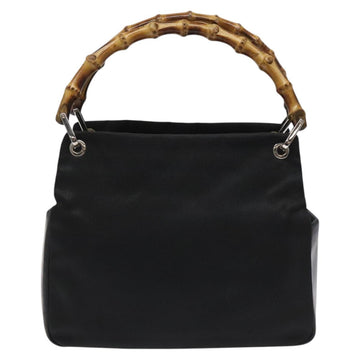 GUCCI Bamboo Hand Bag Nylon Black Silver 000 2865 0575 Auth ar13254 - 0