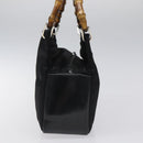 GUCCI Bamboo Hand Bag Nylon Black Silver 000 2865 0575 Auth ar13254-3