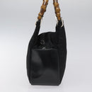 GUCCI Bamboo Hand Bag Nylon Black Silver 000 2865 0575 Auth ar13254-4