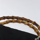 GUCCI Bamboo Hand Bag Nylon Black Silver 000 2865 0575 Auth ar13254-8