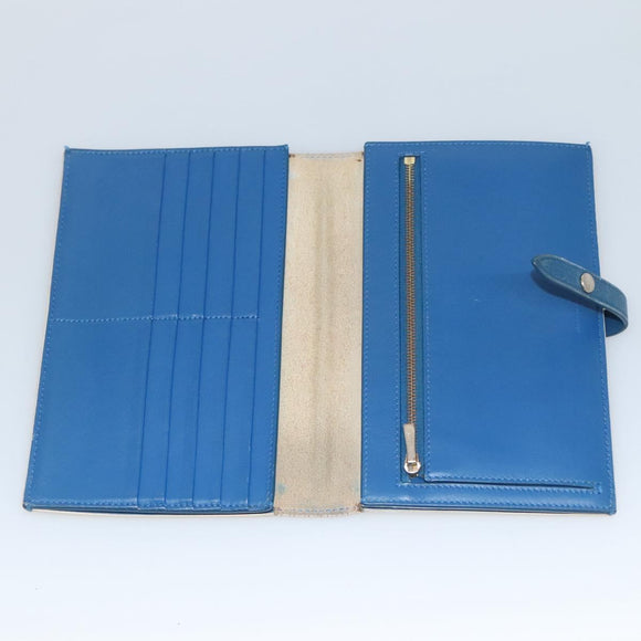 CELINE Large Strap Wallet Leather White Auth ar13263