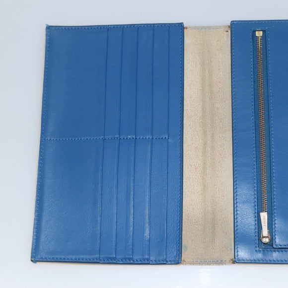 CELINE Large Strap Wallet Leather White Auth ar13263