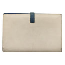 CELINE Large Strap Wallet Leather White Auth ar13263-2