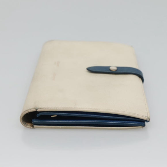 CELINE Large Strap Wallet Leather White Auth ar13263