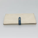 CELINE Large Strap Wallet Leather White Auth ar13263-5