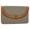 Christian Dior Trotter Canvas Clutch Bag Coated Canvas Brown gold Auth ar13268-1