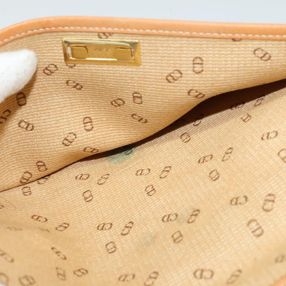 Christian Dior Trotter Canvas Clutch Bag Coated Canvas Brown gold Auth ar13268