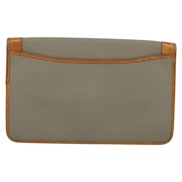 Christian Dior Trotter Canvas Clutch Bag Coated Canvas Brown gold Auth ar13268