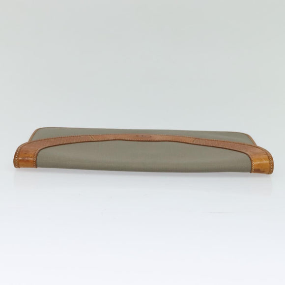 Christian Dior Trotter Canvas Clutch Bag Coated Canvas Brown gold Auth ar13268