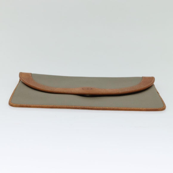 Christian Dior Trotter Canvas Clutch Bag Coated Canvas Brown gold Auth ar13268