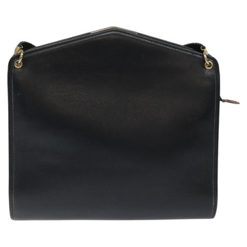 Christian Dior Chain Shoulder Bag Leather Navy Gold Auth ar13274 - 0