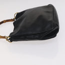 GUCCI Bamboo Hand Bag Leather 2way Black Gold Auth ar13291-4