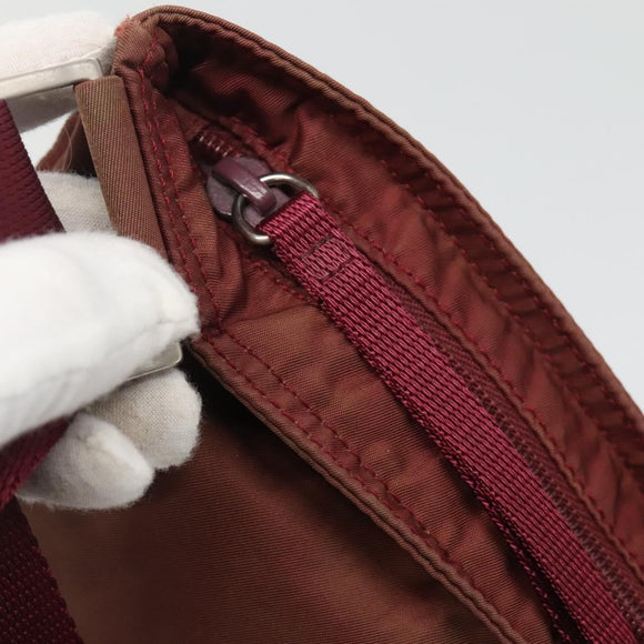 PRADA Shoulder Bag Nylon Wine Red Auth ar13308