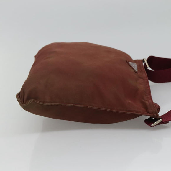 PRADA Shoulder Bag Nylon Wine Red Auth ar13308