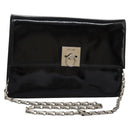 CELINE Chain Shoulder Bag Enamel Black Silver Auth ar13323-1