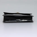 CELINE Chain Shoulder Bag Enamel Black Silver Auth ar13323-5