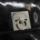 CELINE Chain Shoulder Bag Enamel Black Silver Auth ar13323-18