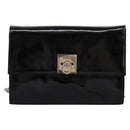 CELINE Chain Shoulder Bag Enamel Black Silver Auth ar13323-13