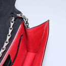 CELINE Chain Shoulder Bag Enamel Black Silver Auth ar13323-23