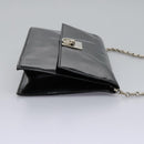 CELINE Chain Shoulder Bag Enamel Black Silver Auth ar13323-4
