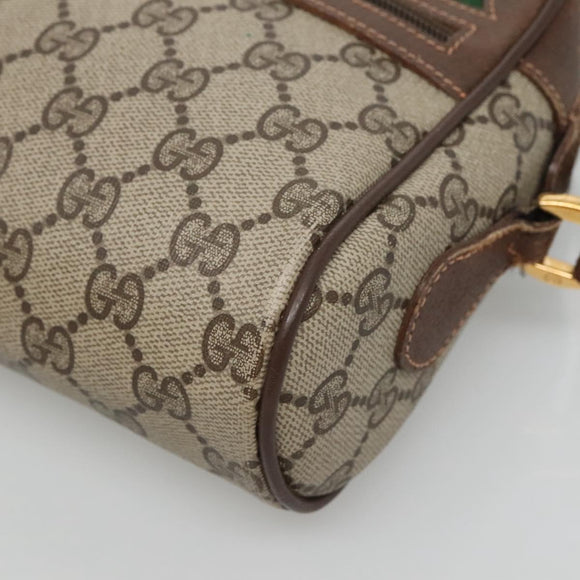 GUCCI GG Supreme Web Sherry Line Bag PVC Beige Gold 56 02 087 Auth ar13365