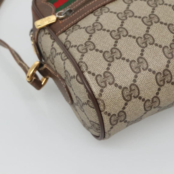 GUCCI GG Supreme Web Sherry Line Bag PVC Beige Gold 56 02 087 Auth ar13365