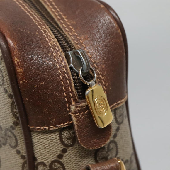 GUCCI GG Supreme Web Sherry Line Bag PVC Beige Gold 56 02 087 Auth ar13365