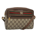 GUCCI GG Supreme Web Sherry Line Bag PVC Beige Gold 56 02 087 Auth ar13365-1