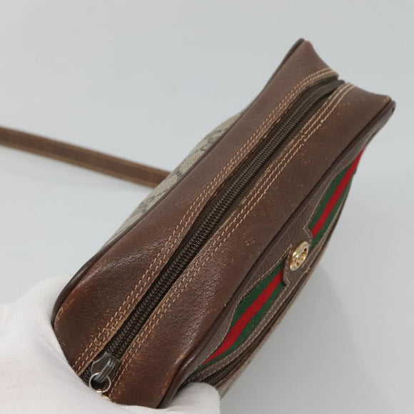 GUCCI GG Supreme Web Sherry Line Bag PVC Beige Gold 56 02 087 Auth ar13365