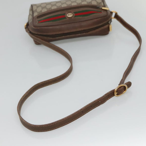 GUCCI GG Supreme Web Sherry Line Bag PVC Beige Gold 56 02 087 Auth ar13365